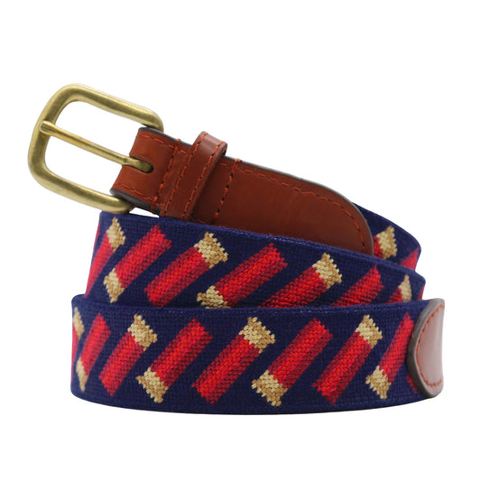 Shotshells Needlepoint Belt (Dk Navy)