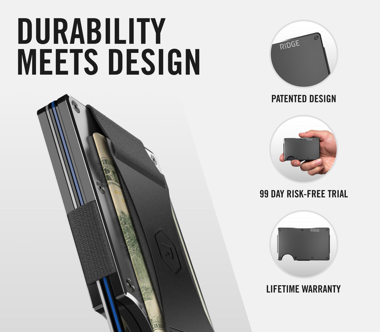 The Ridge Wallet  (Ceramic) Cash Strap Slate