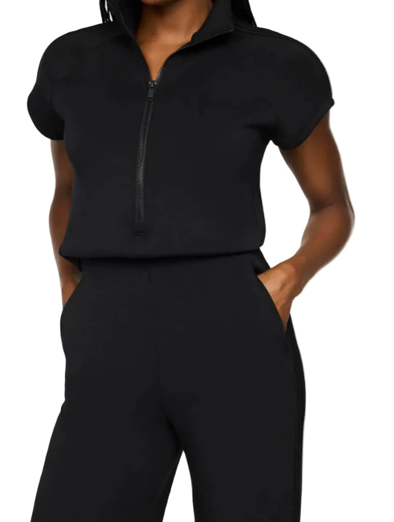 Ws AirEssentials Pintuck Half Zip Jumpsuit Very Black