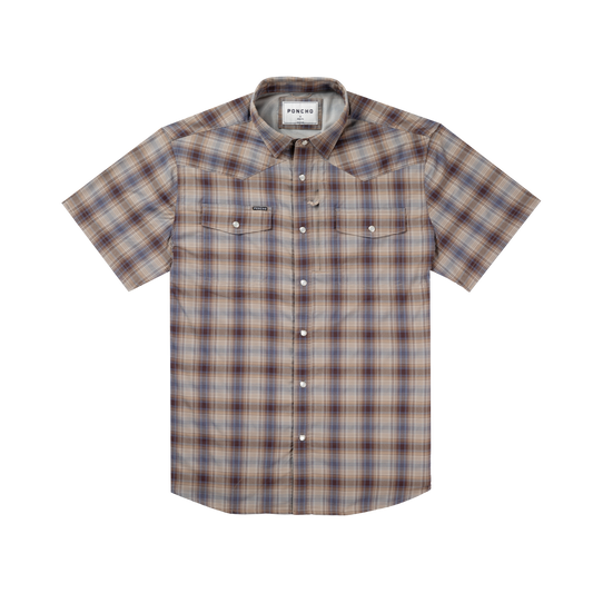The Dalhart Western SS Shirt Slim Fit Brown/Blue Plaid