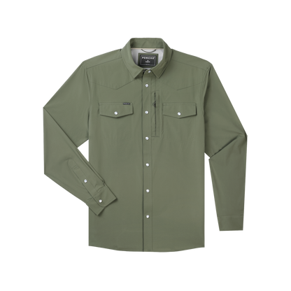 The Fence Western LS Shirt Slim Fit Moss Green