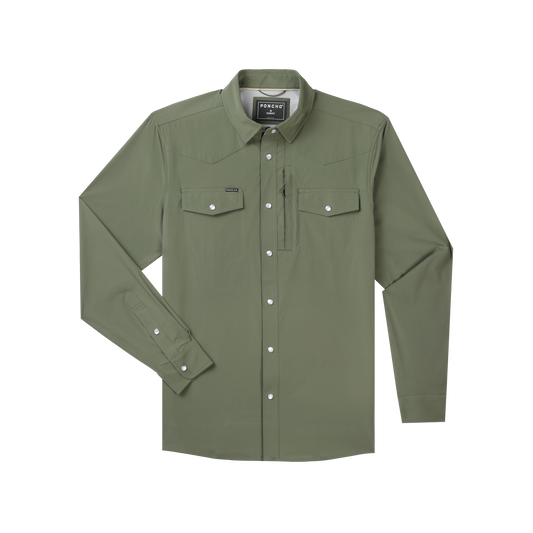 The Fence Western LS Shirt Slim Fit Moss Green