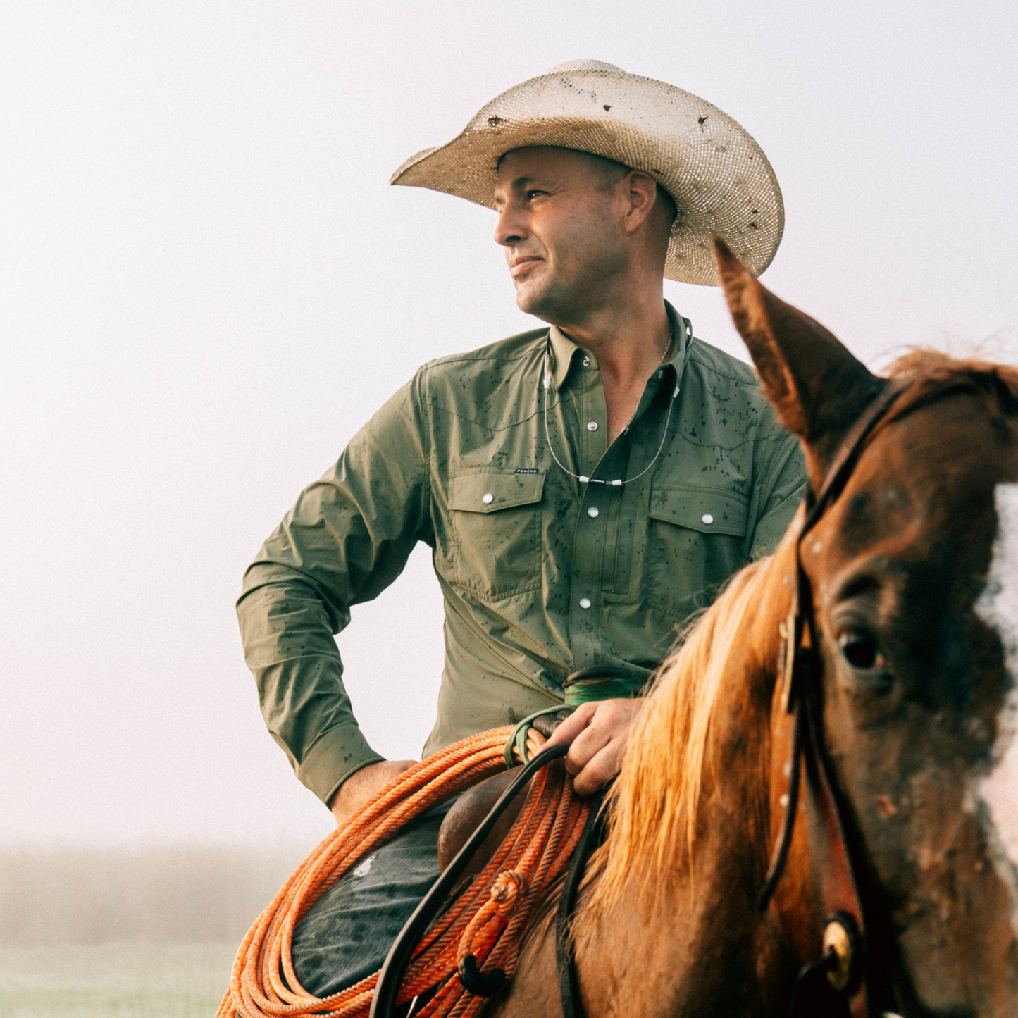 The Fence Western LS Shirt Slim Fit Moss Green