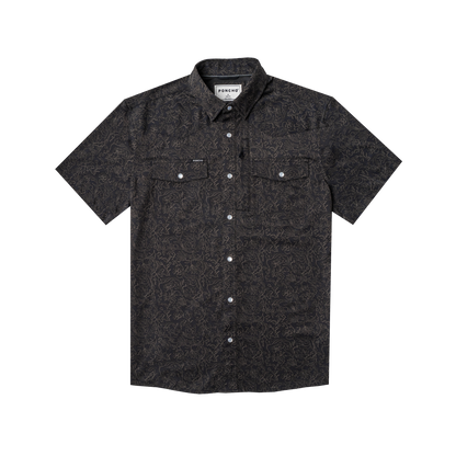 The John Coffee Western SS Shirt Slim Fit Black Floral