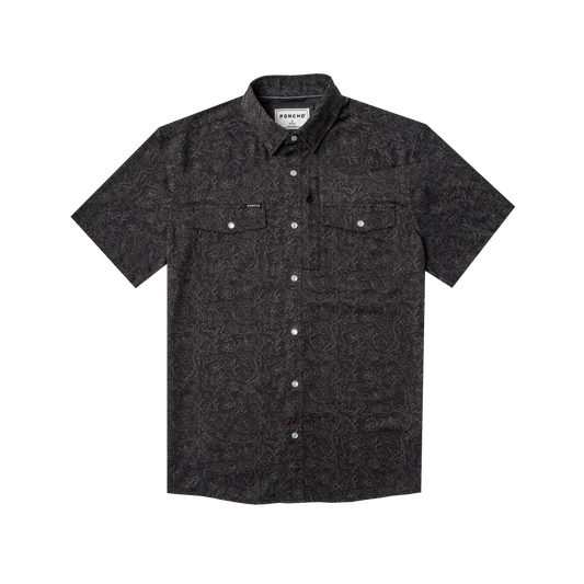 The John Coffee Western SS Shirt Slim Fit Black Floral