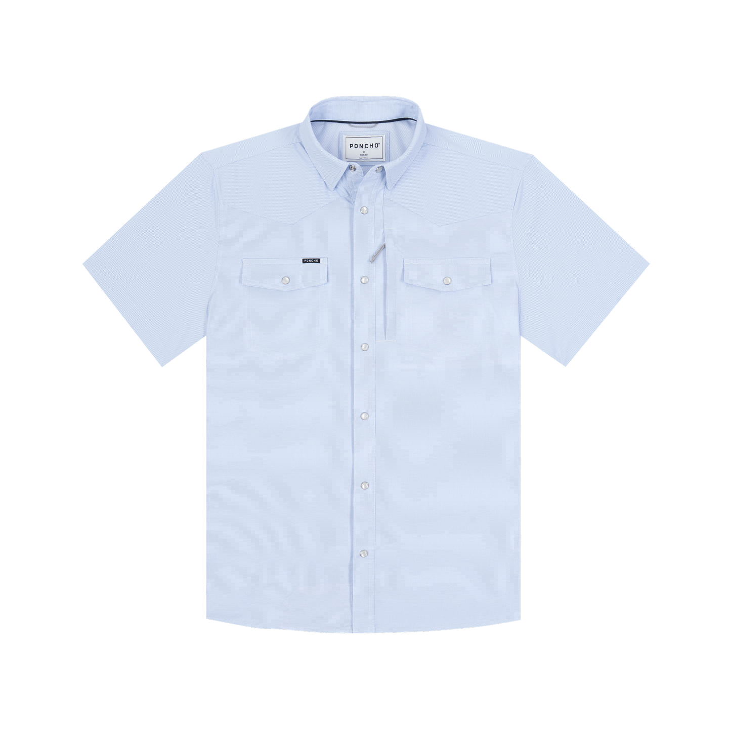 The Padre Western SS Blue Microcheck Slim Fit