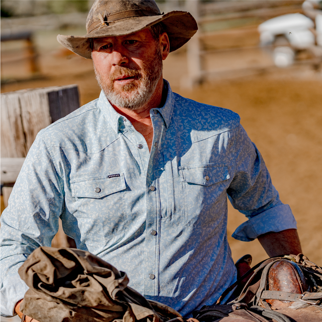 The Buckhorn Western LS Shirt Slim Fit Blue Flower