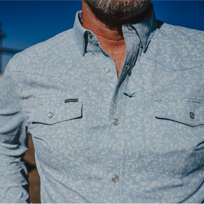 The Buckhorn Western LS Shirt Slim Fit Blue Flower