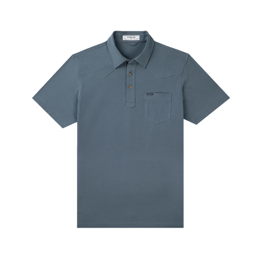The Dinner Bell Field Polo Slim Fit Slate Blue