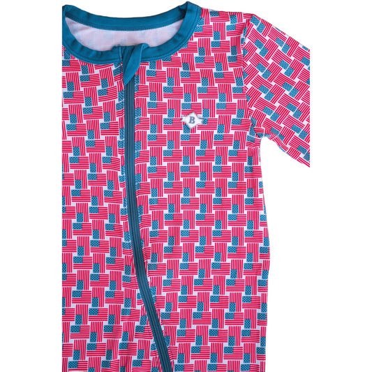 Baby Zip Up American Flag Print