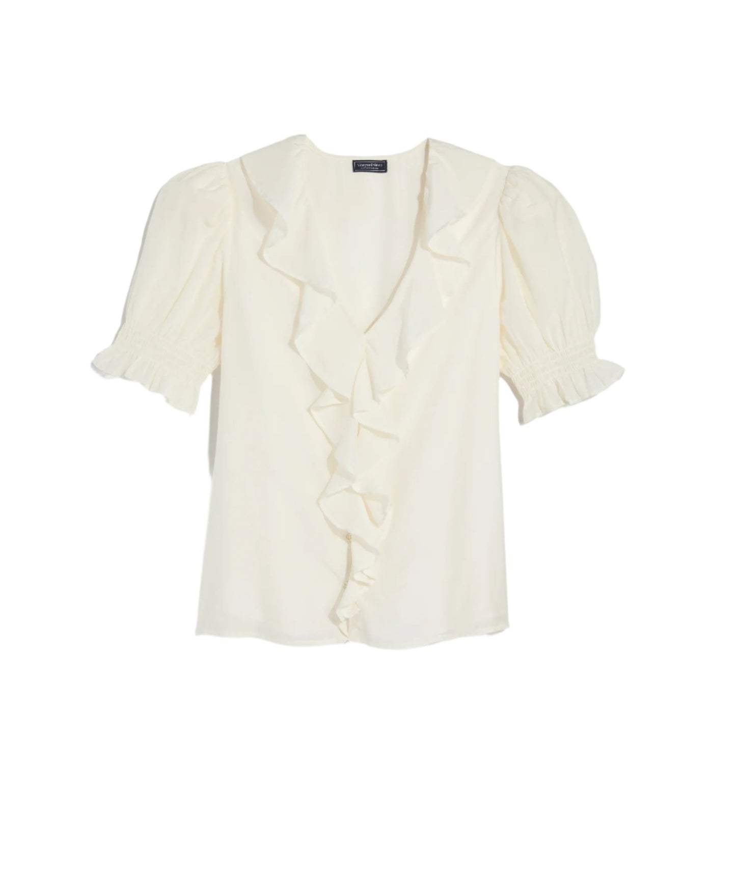 Ruffle Neck Blouse Marshmallow - Beau Outfitters