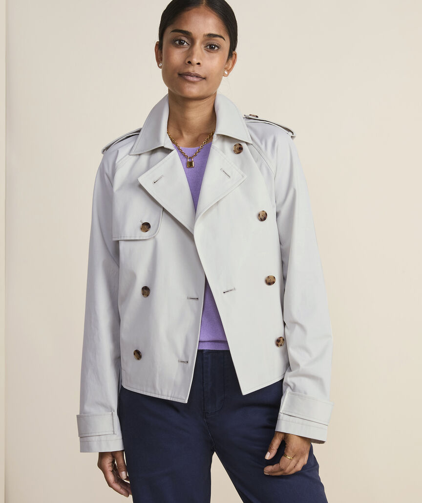 Ws Cropped Trench Coat Stone - Beau Outfitters