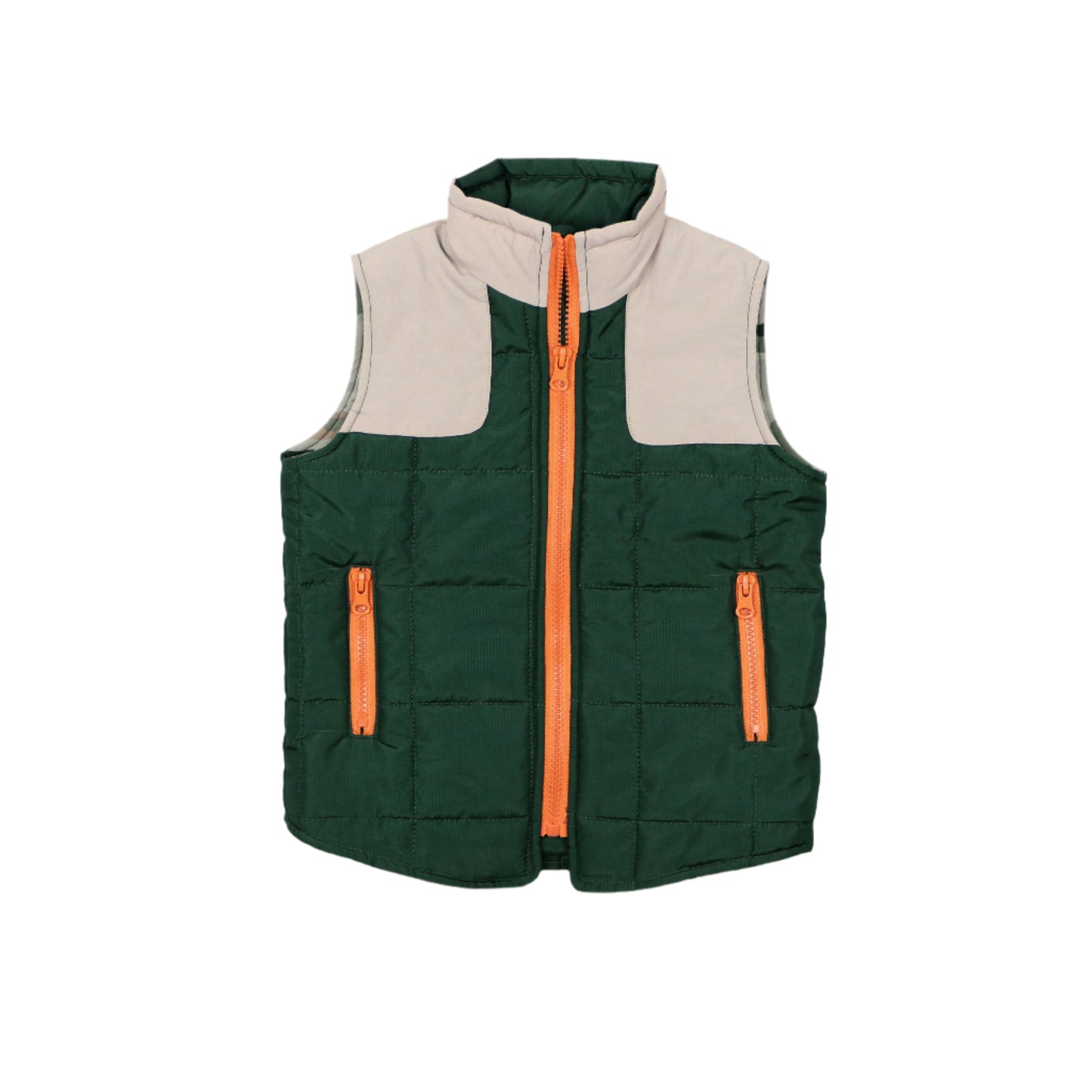 Youth Quilted Camo Vest Green/Khaki