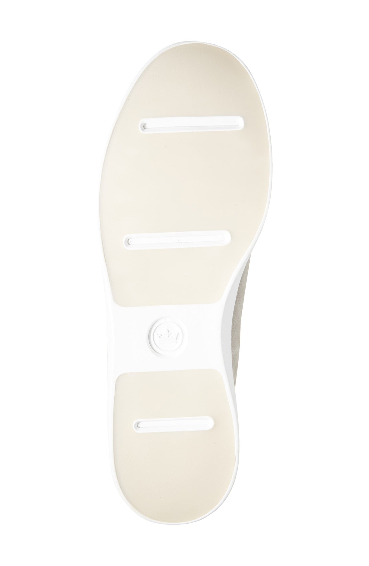 White rubber outsole of Peter Millar Drift Classic Nubuck Sneaker bottom view