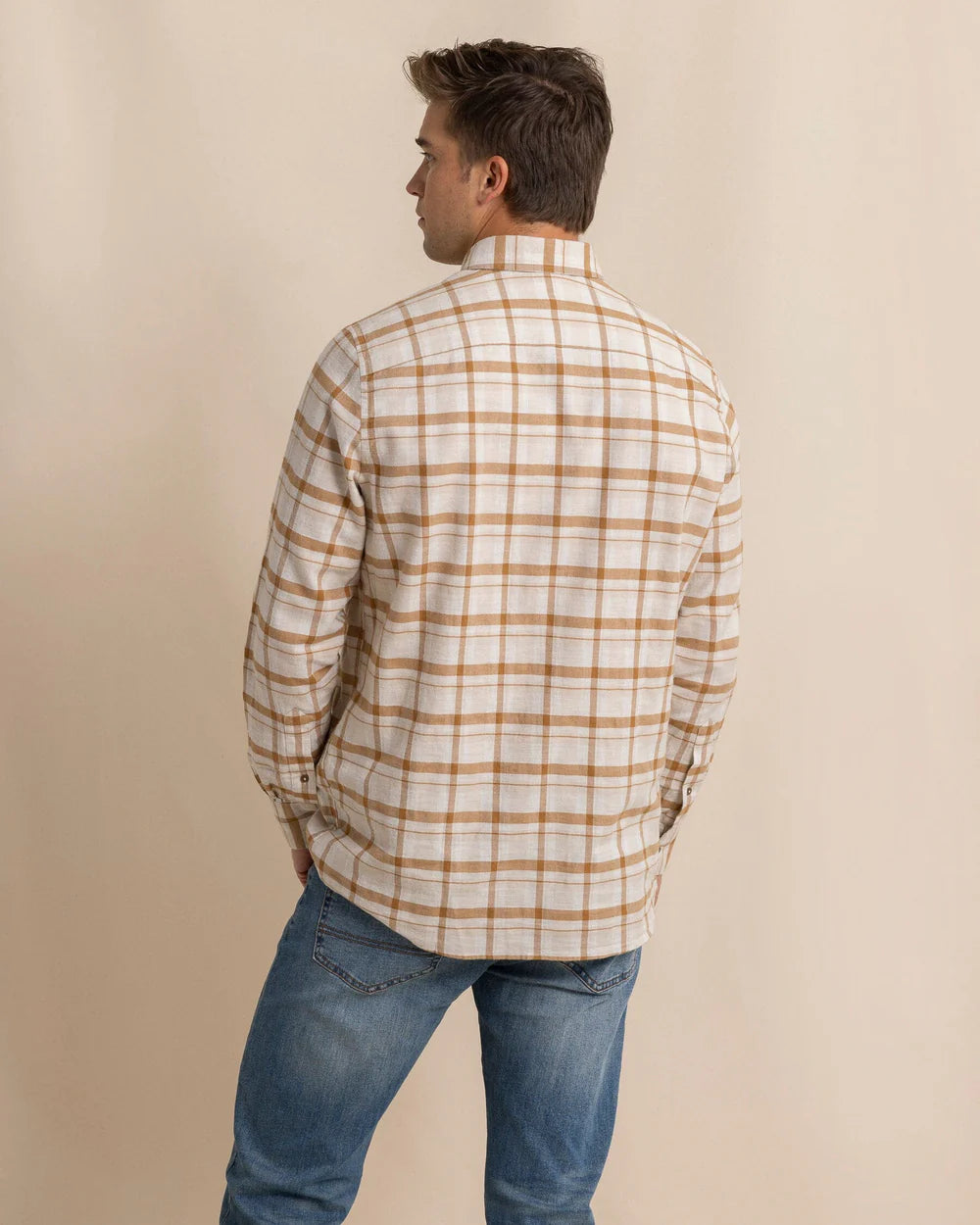 Botany Bay Plaid Shirt Sand White - Beau Outfitters