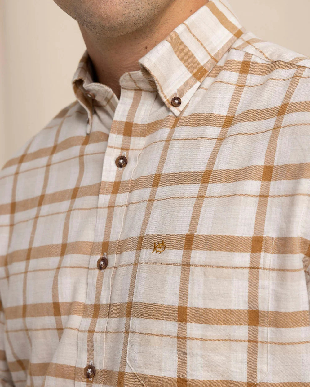 Botany Bay Plaid Shirt Sand White - Beau Outfitters