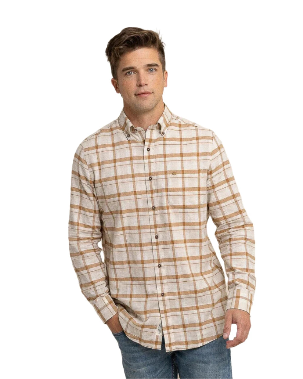 Botany Bay Plaid Shirt Sand White - Beau Outfitters