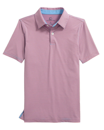 Boys Driver Meadowbrook Stripe Polo Coral Beach
