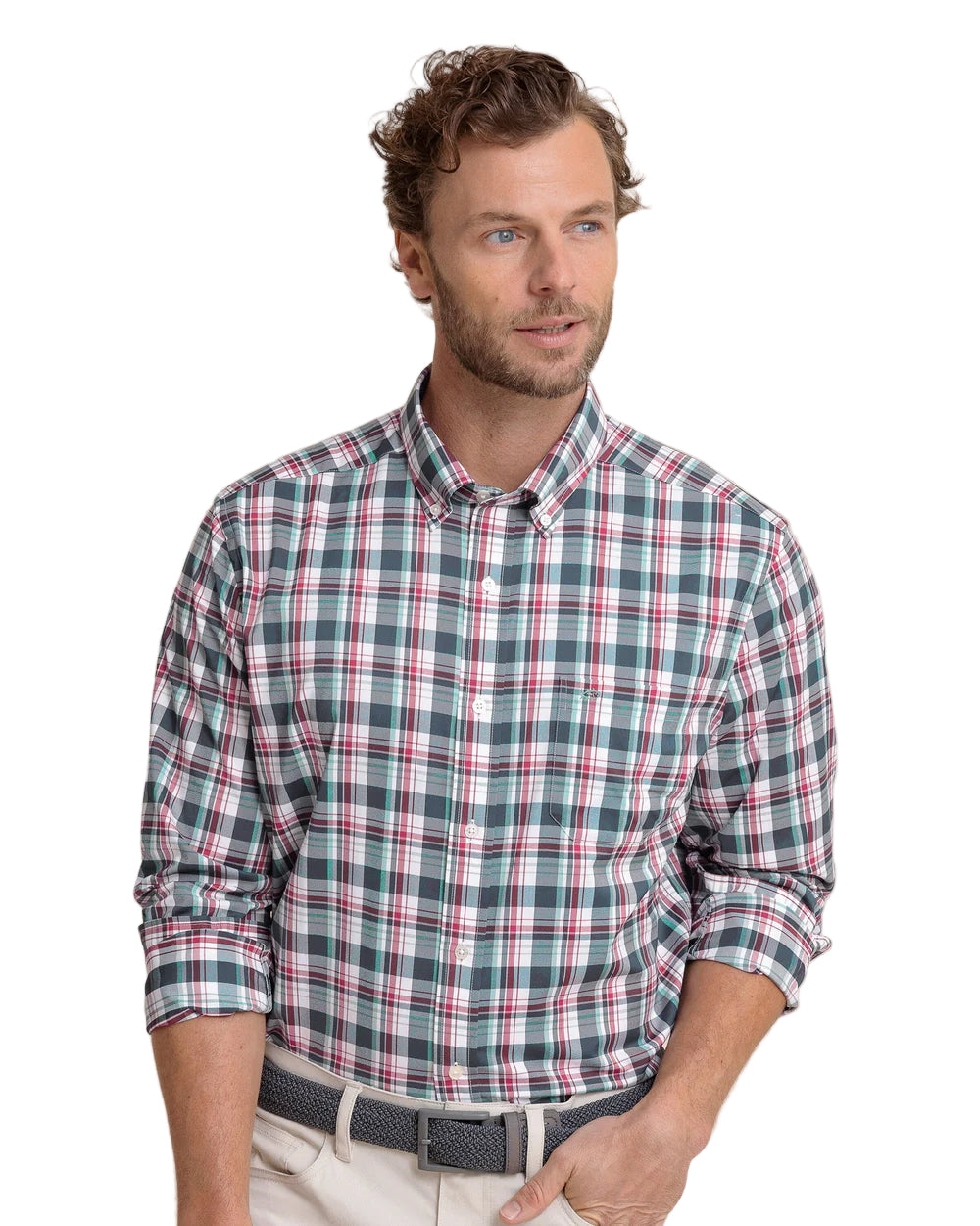 Breakwater Plaid Sport Shirt Dress Blue