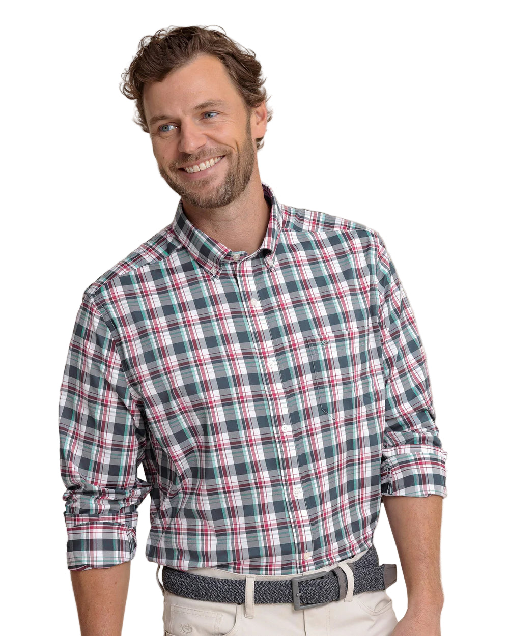 Breakwater Plaid Sport Shirt Dress Blue