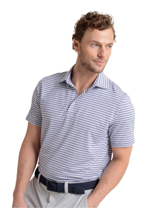 Brreeze Breezy Point Stripe Polo Light Indigo