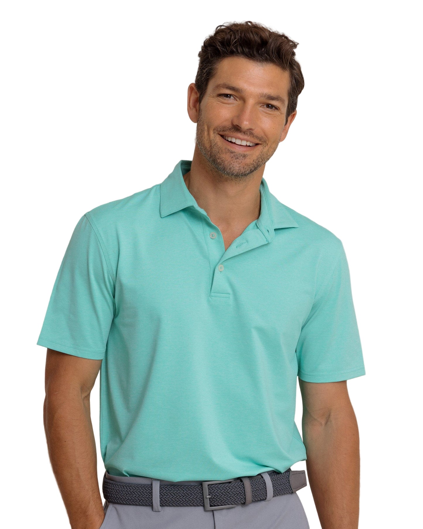 Brrreeze Heather Perf Polo Turtle Green