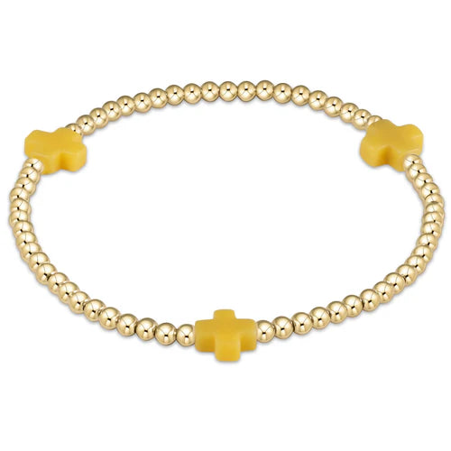 Signature Cross Gold Pattern 3mm Bead Bracelet