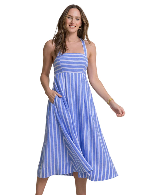 Ws Cinzia Striped Cross Strap Dress Blue Stream