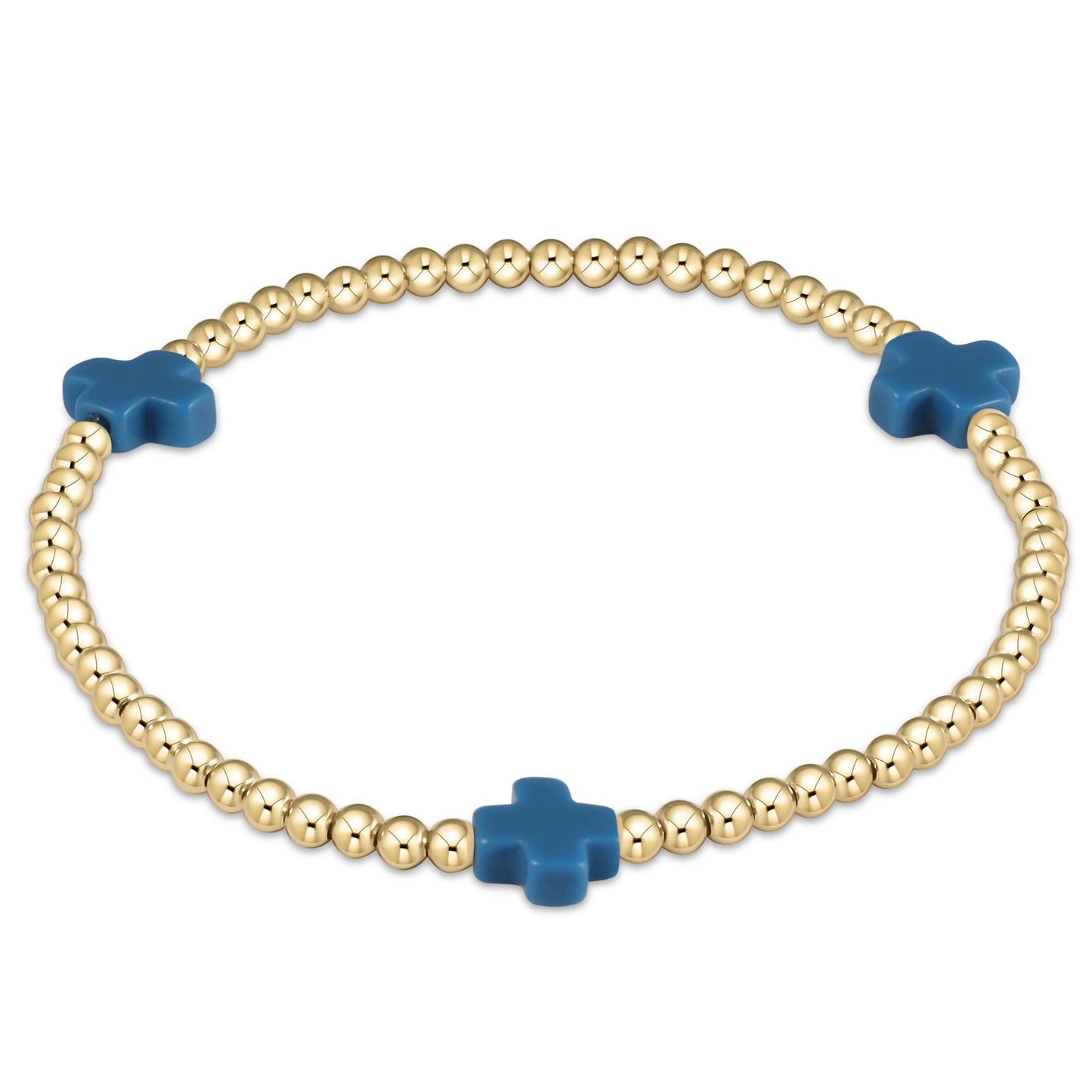 Signature Cross Gold Pattern 3mm Bead Bracelet