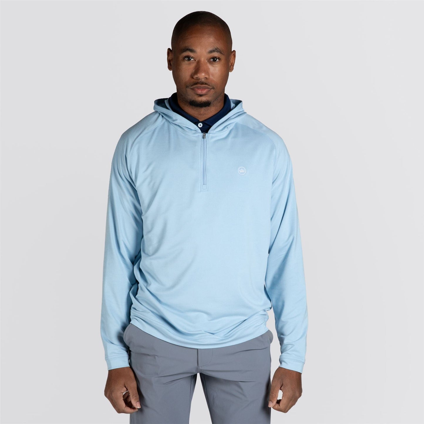 Pine Performance 1/4 Zip Hoodie Stream Blue