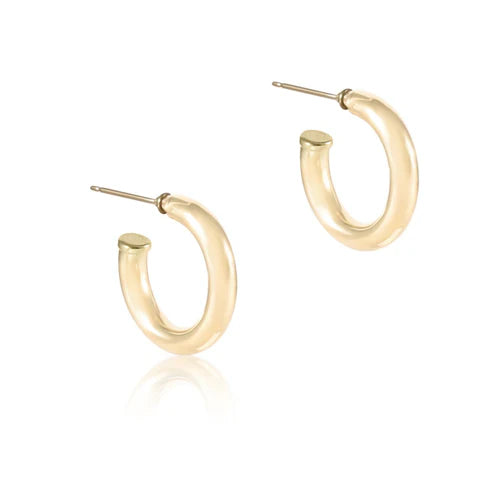 Round Gold 1" Post Hoop Earring 4mm Smooth - Beau Outfitters