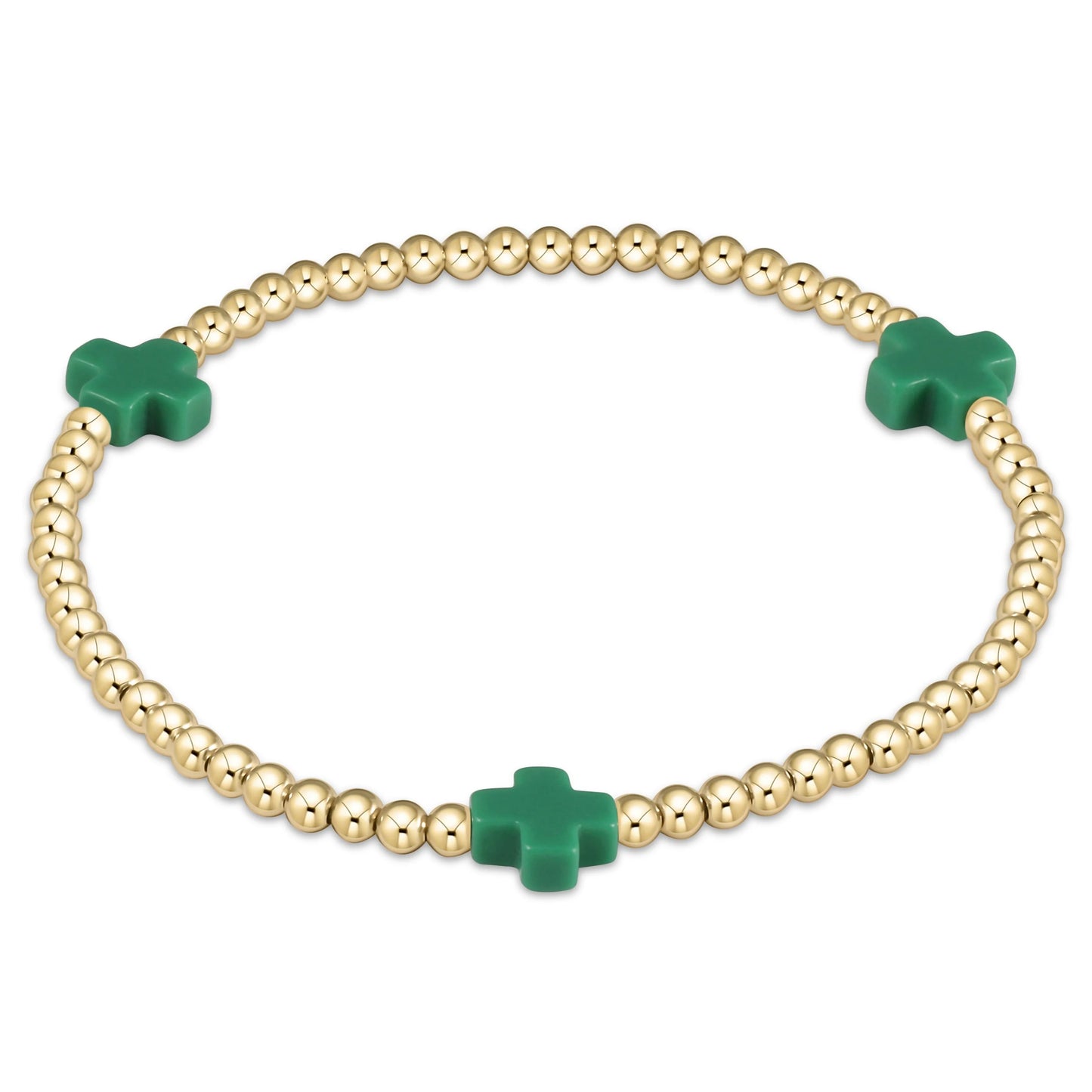 Signature Cross Gold Pattern 3mm Bead Bracelet