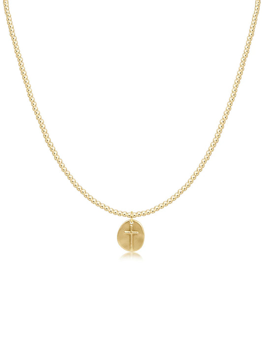 17" Choker Classic Gold 2mm Bead Inspire Small Gold Charm