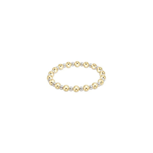 Pearl Grateful Pattern 4mm Bead Bracelet 6mm Gold