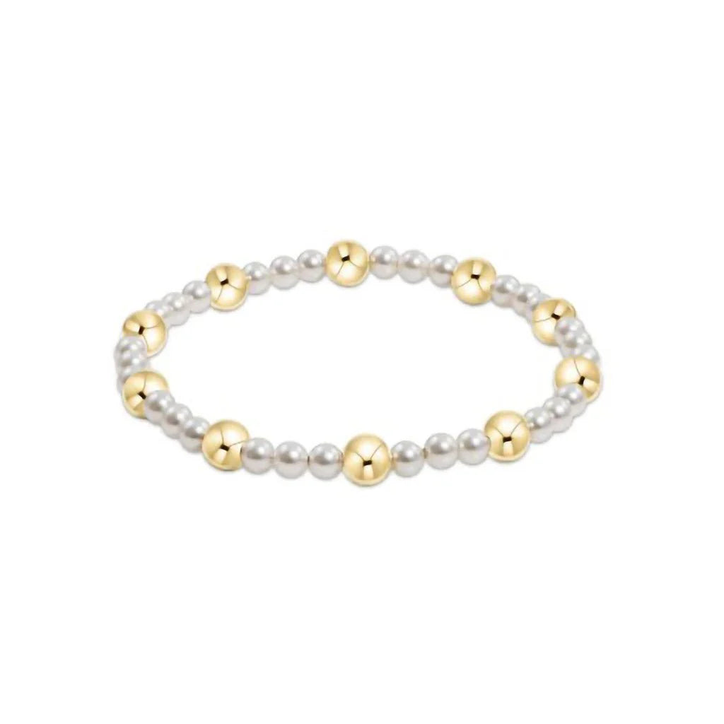 Pearl Sincerity Pattern 4mm Bead Bracelet 6mm Gold