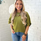Ws Solid SS Ribbed Cuff Sweater Olive