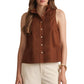 Ws Pleat Front Sleeveless Shirt Brown