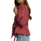 Ws Solid 3/4 Sleeve Tie Waist Shirt Burgundy