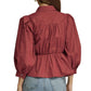Ws Solid 3/4 Sleeve Tie Waist Shirt Burgundy