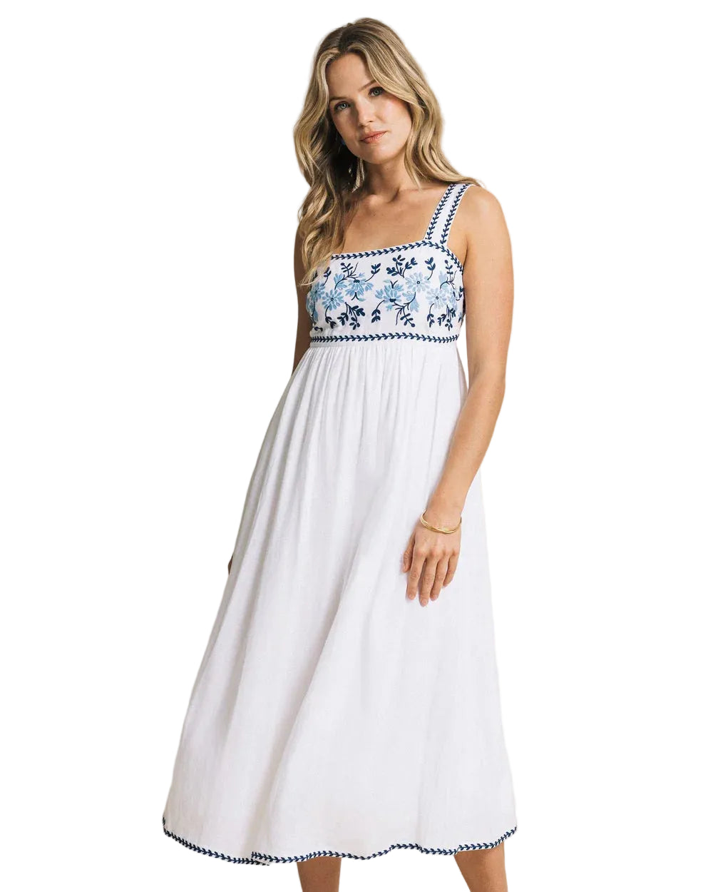 Ws Erilyn Embroidered Midi Dress Classic Wht