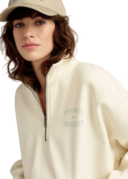 Ws The FD Heart Half Zip Sweatshirt Gardenia Lt Sage