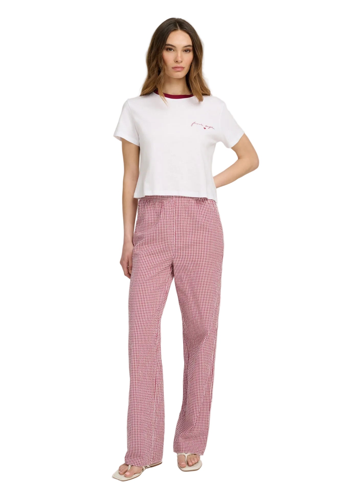 Ws FD Cropped Signature Chest Logo Tee Off White / Rasp