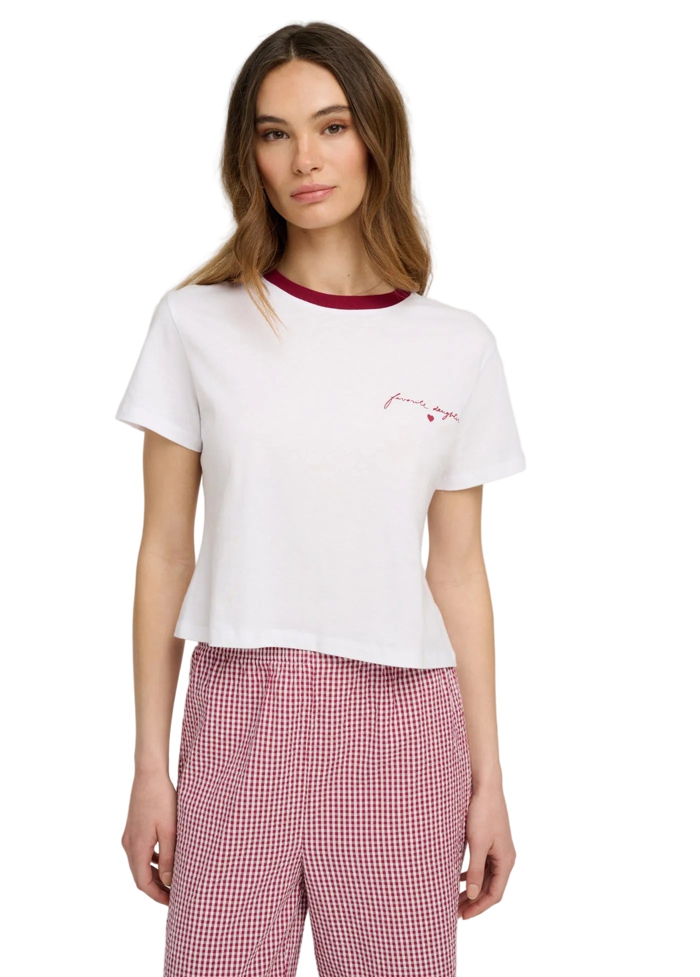 Ws FD Cropped Signature Chest Logo Tee Off White / Rasp
