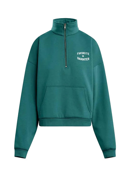 Ws The FD Half Zip Sweatshirt Emerald/Off Wht