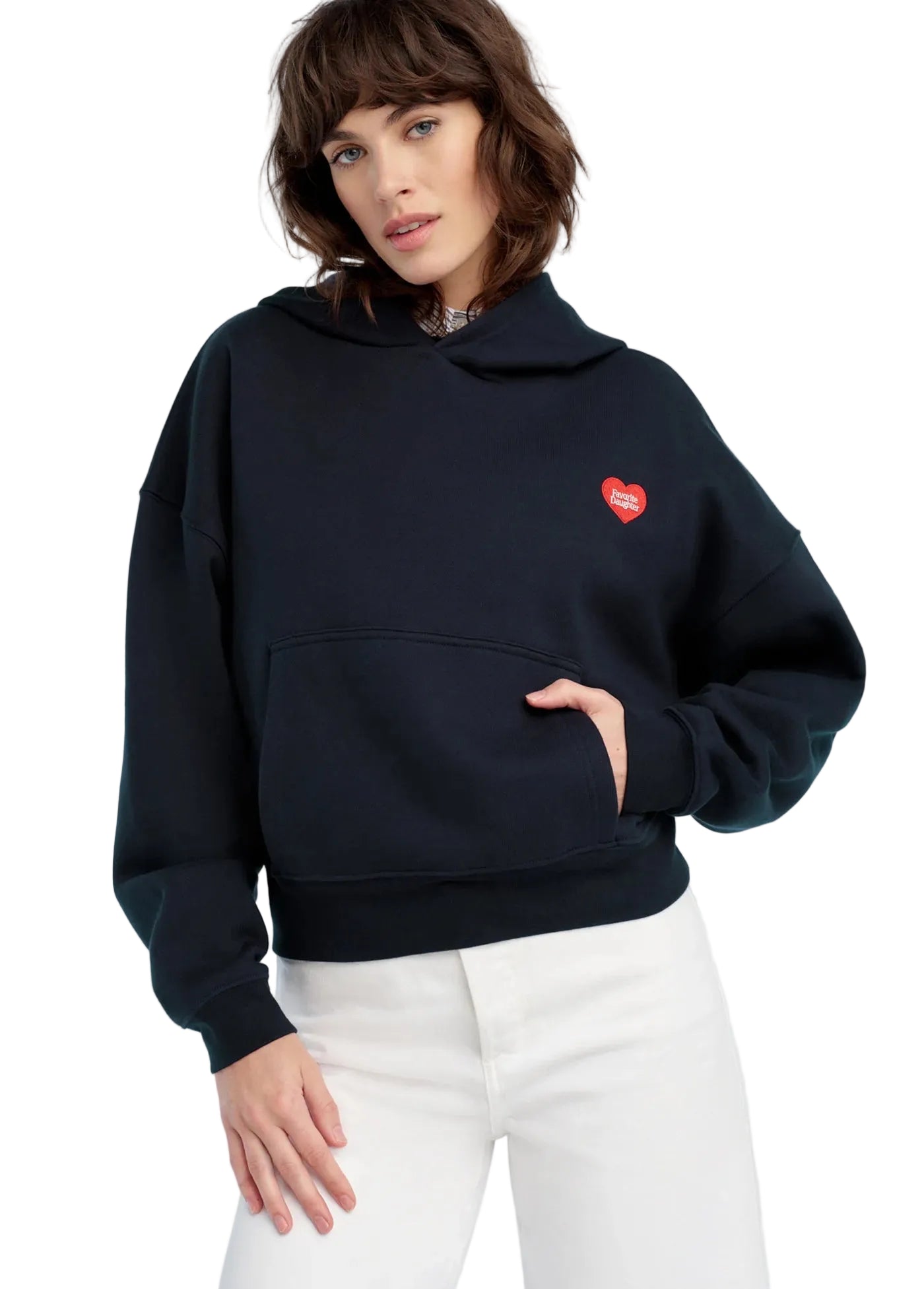 Ws FD Heart Embroidered Hoodie Navy