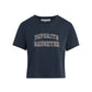 Ws FD Cropped Collegiate Tee Navy/Burgundy