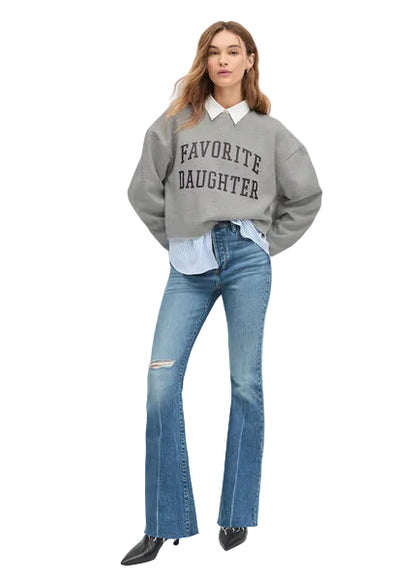 Ws Favorite Daughter Cropped Collegiate Sweatshirt Grey/Burgundy