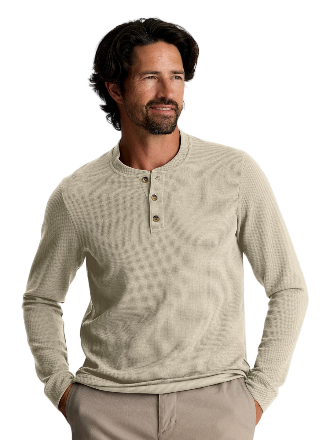Waffle Long Sleeve Crew Sandstone