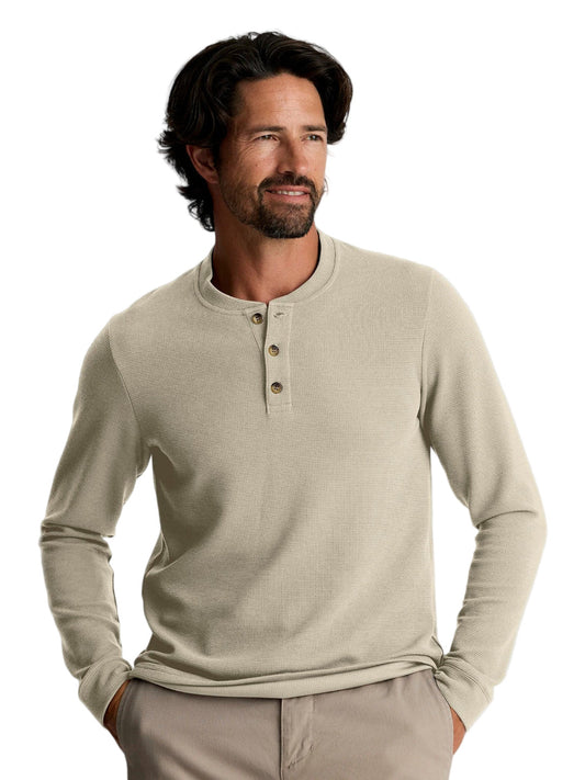 Waffle Long Sleeve Crew Sandstone