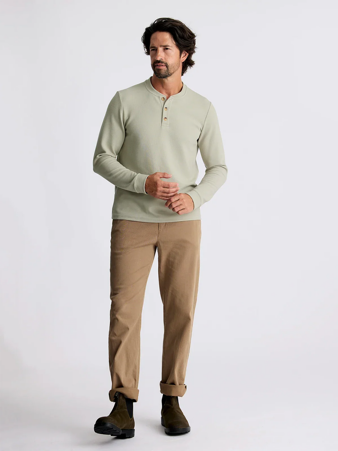 Waffle Long Sleeve Crew Sandstone